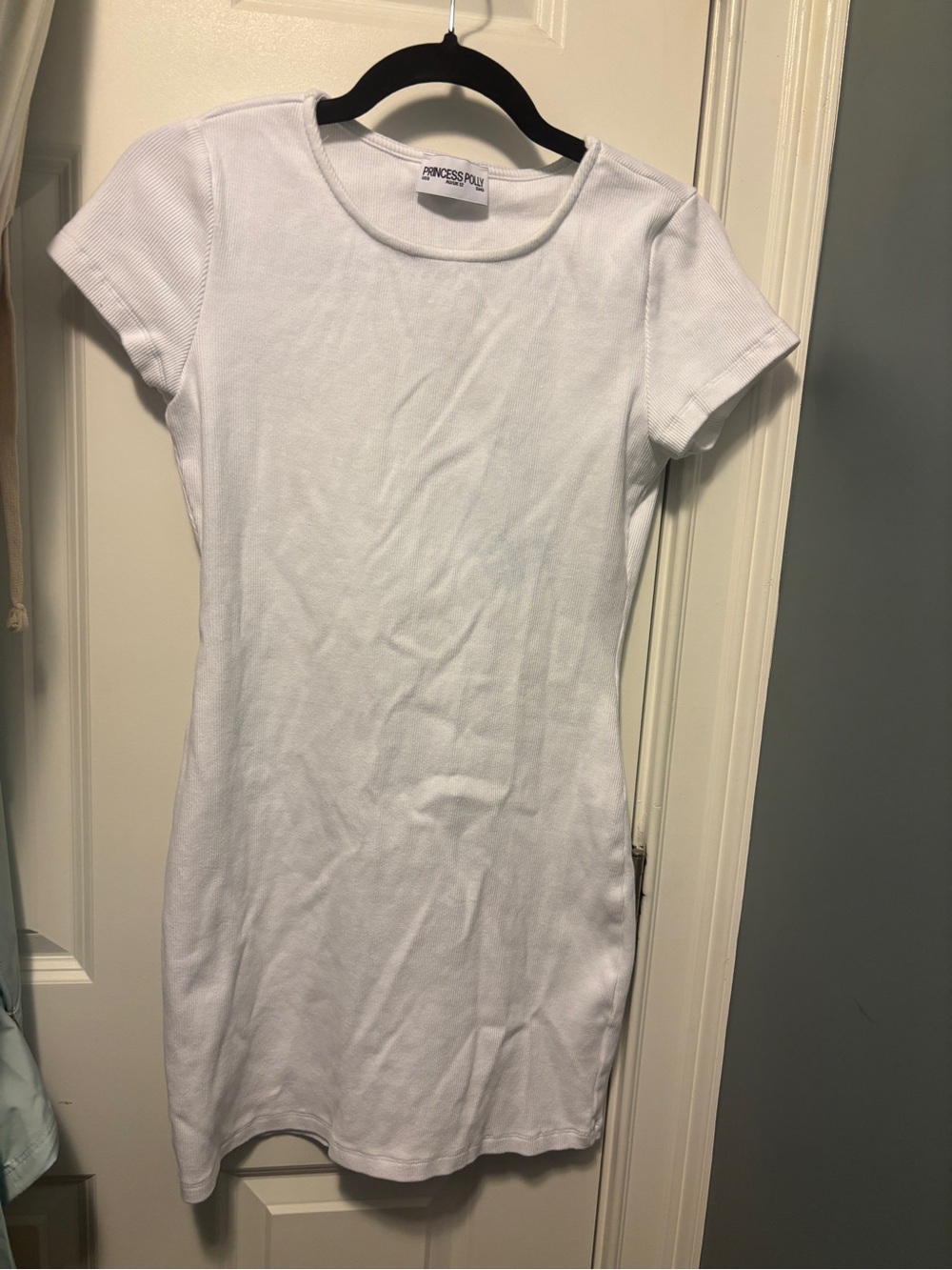 Princess Polly White Ribbed Tee Dress